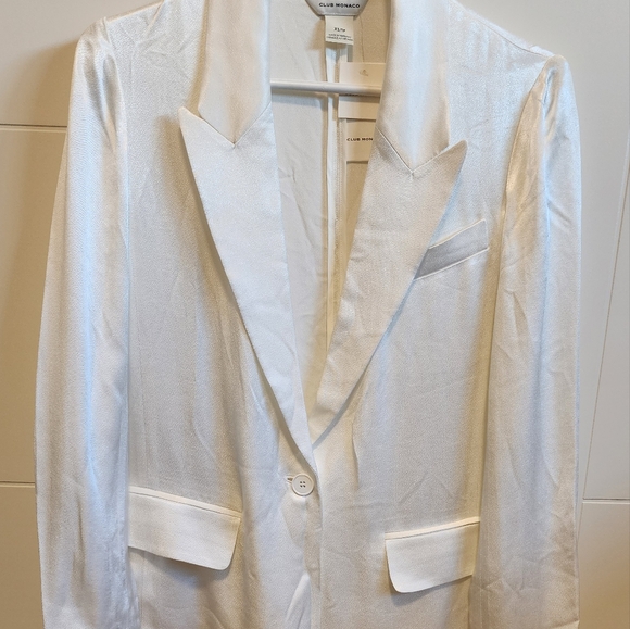 NWT Club Monaco Satin Blazer Blanc De Blanc - Picture 5 of 6